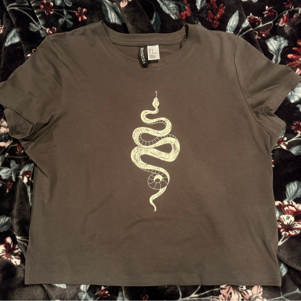 Gray Snake Crop Top